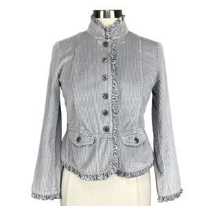 J Jill Corduroy Ruffle Trim Button Front Lavender Blazer Jacket size XSP Petite